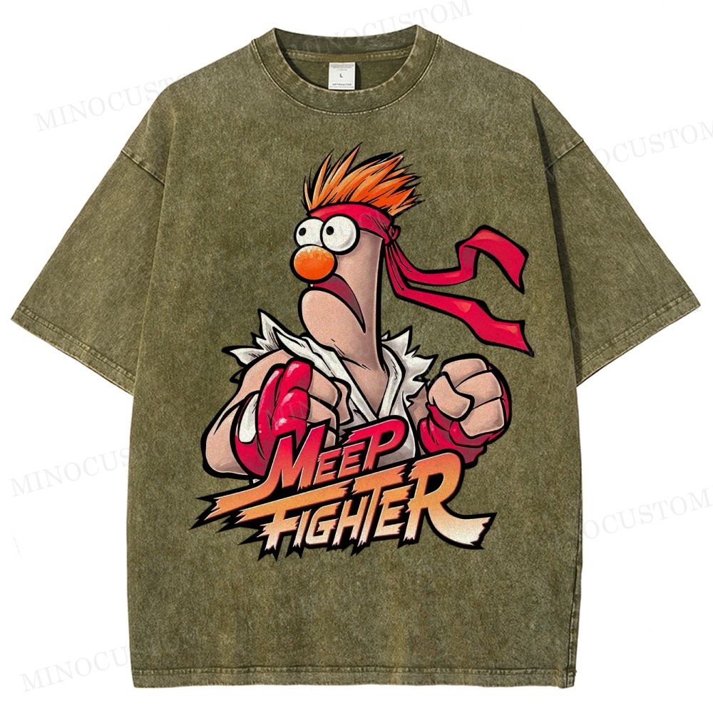 Beaker Meep Fighter Street Fighter Washed T-Shirt 