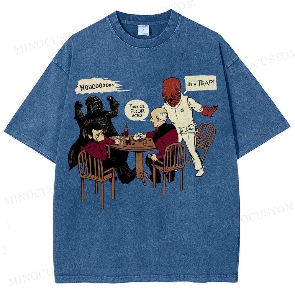  Sci-Fi Poker Game Washed T-Shirt 