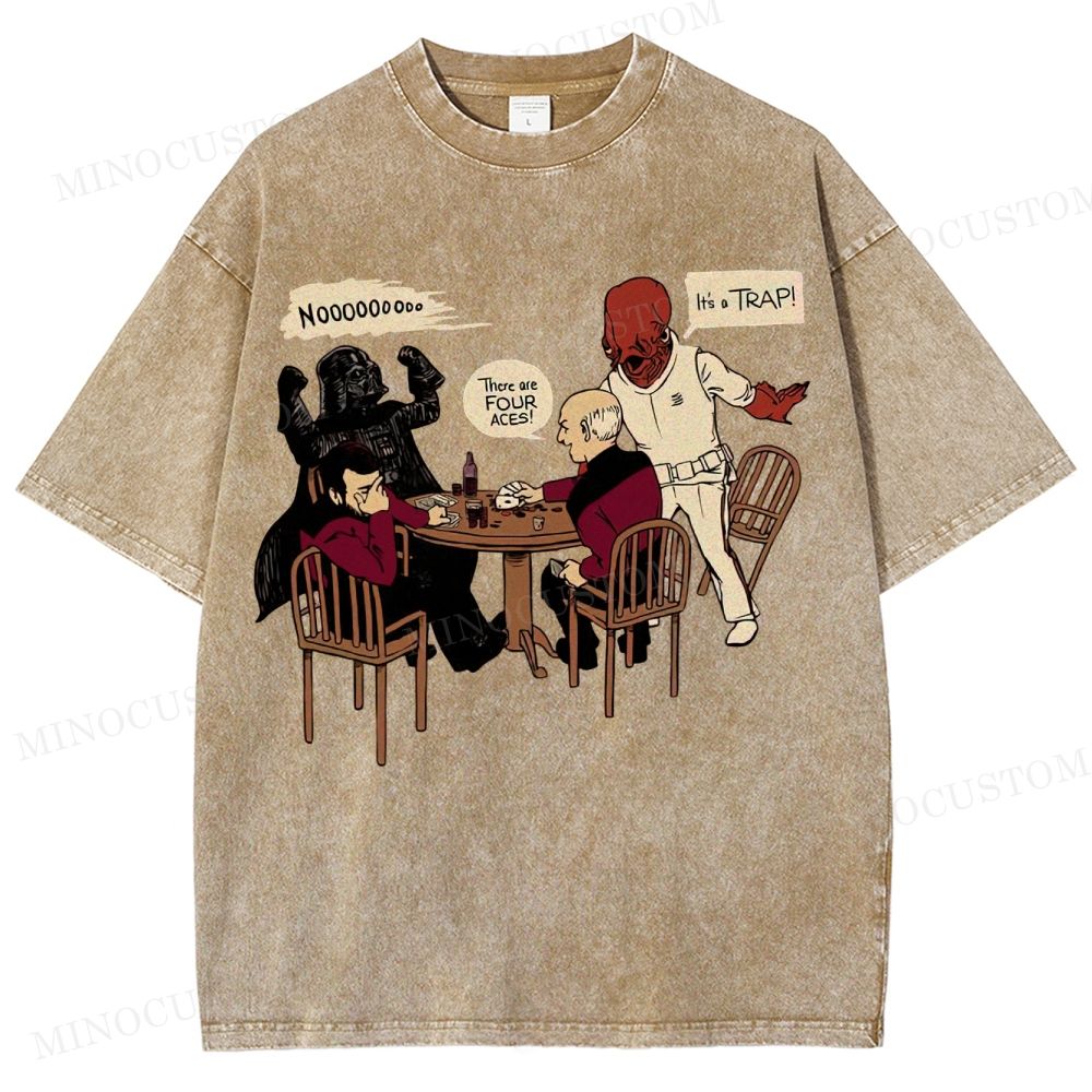  Sci-Fi Poker Game Washed T-Shirt 