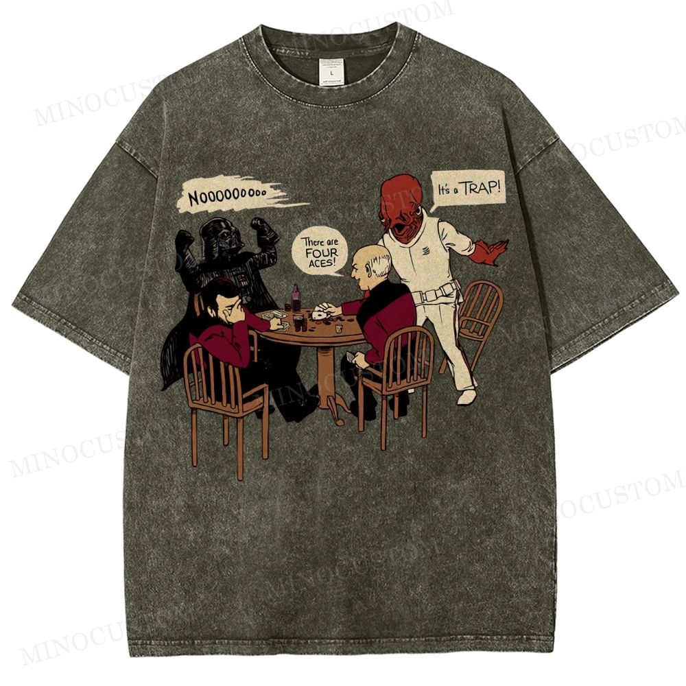  Sci-Fi Poker Game Washed T-Shirt 