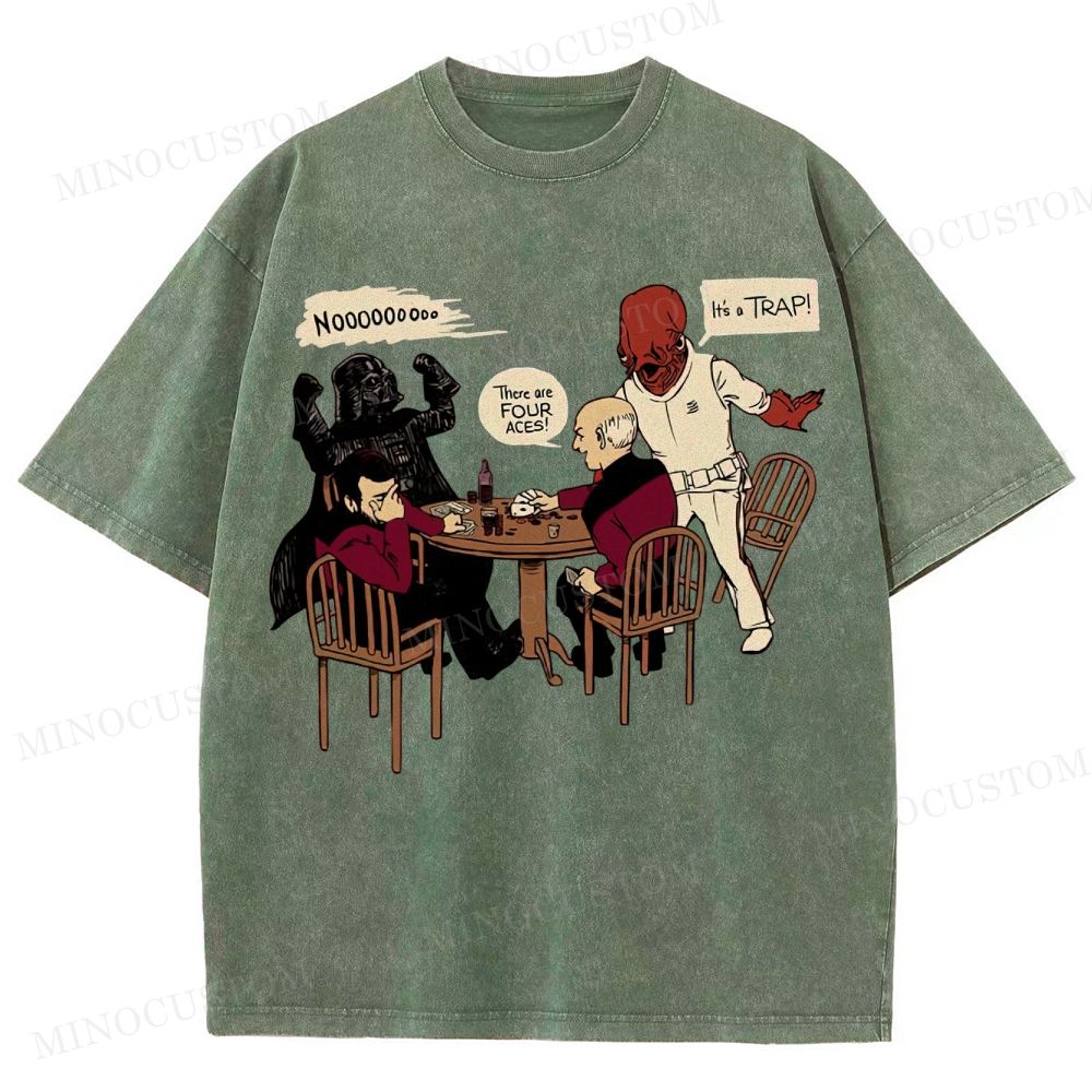  Sci-Fi Poker Game Washed T-Shirt 