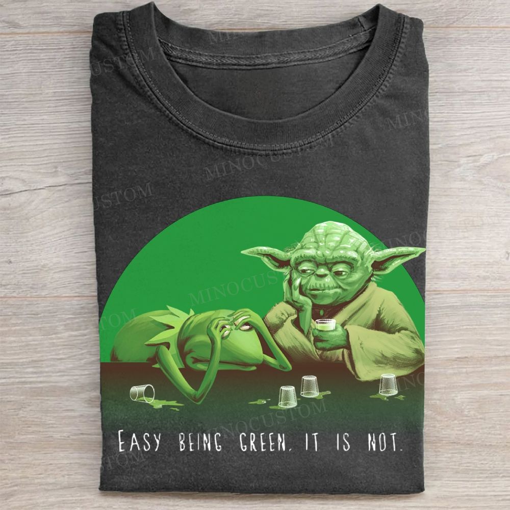 Cartoon Frog & Wise Alien Humor Washed Tee 