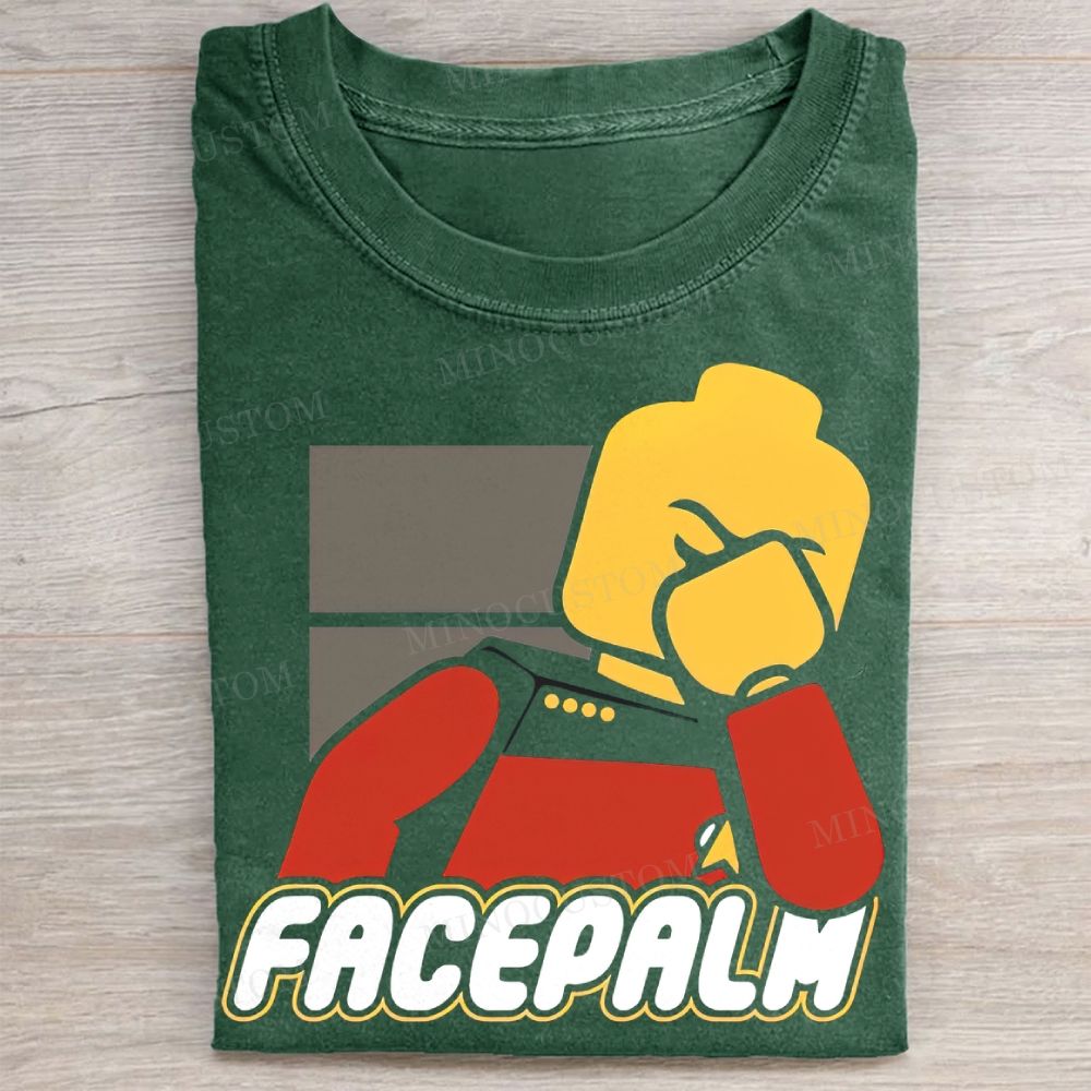 Yellow Block Facepalm Graphic Washed Tee 