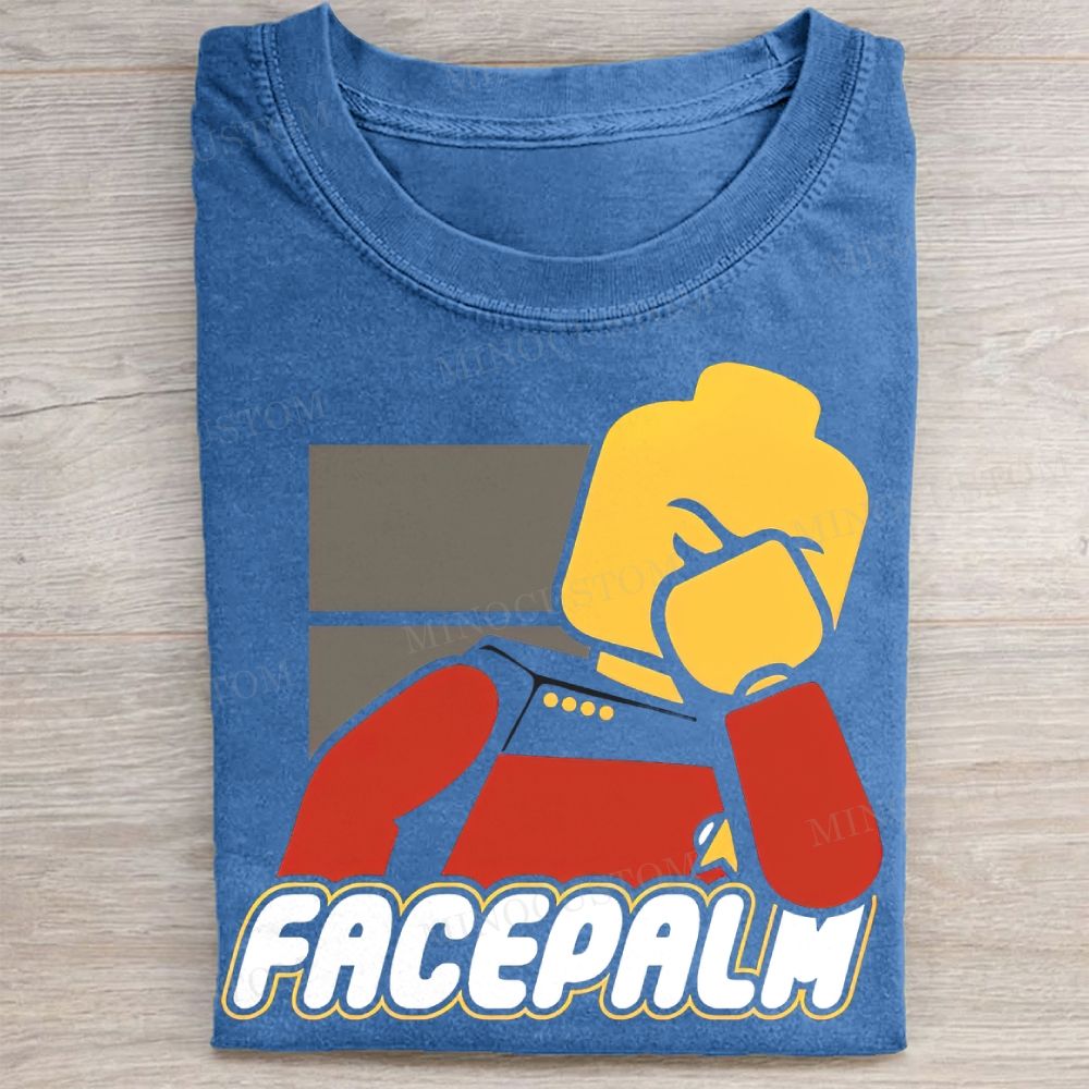 Yellow Block Facepalm Graphic Washed Tee 