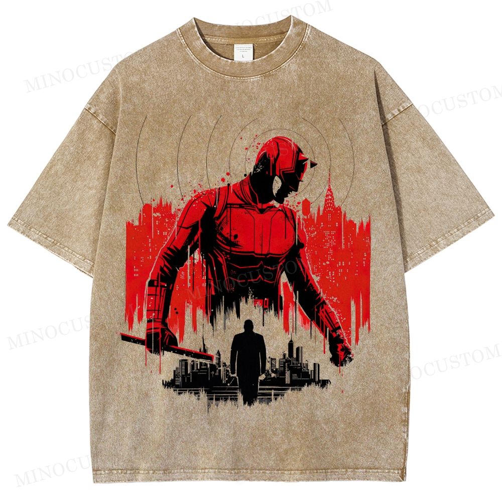  Red Hero City Skyline Washed T-Shirt