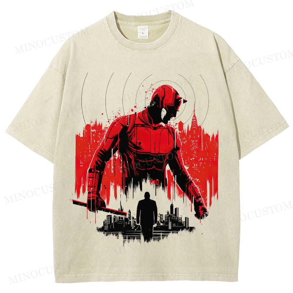  Red Hero City Skyline Washed T-Shirt