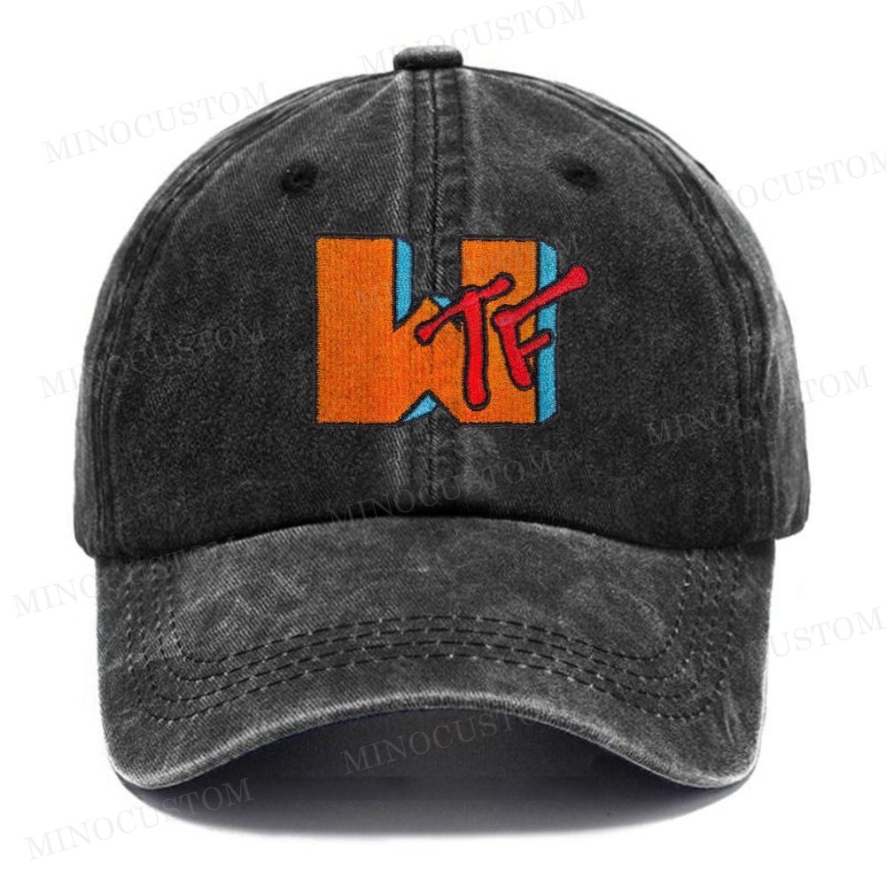 Embroidered "WTF Happened To Music" MTV  Vintage Casual Washed Cap 