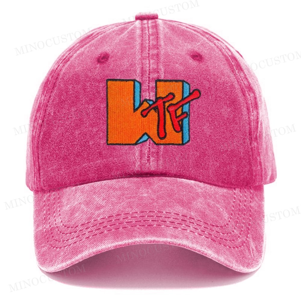 Embroidered "WTF Happened To Music" MTV  Vintage Casual Washed Cap 