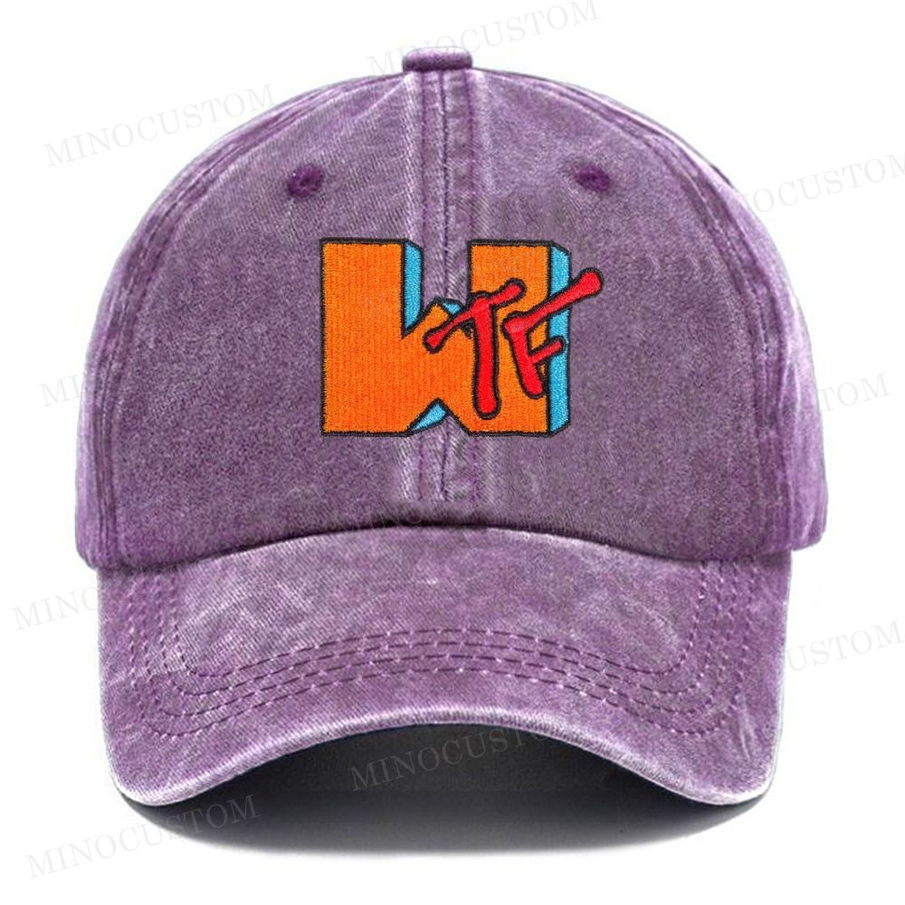 Embroidered "WTF Happened To Music" MTV  Vintage Casual Washed Cap 