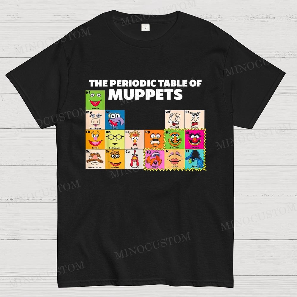Periodic Table Of Muppets Funny Graphic Cotton T-shirt