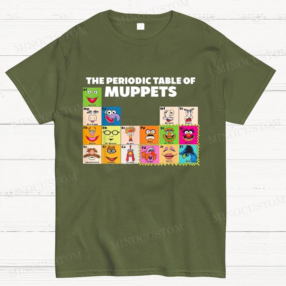 Periodic Table Of Muppets Funny Graphic Cotton T-shirt