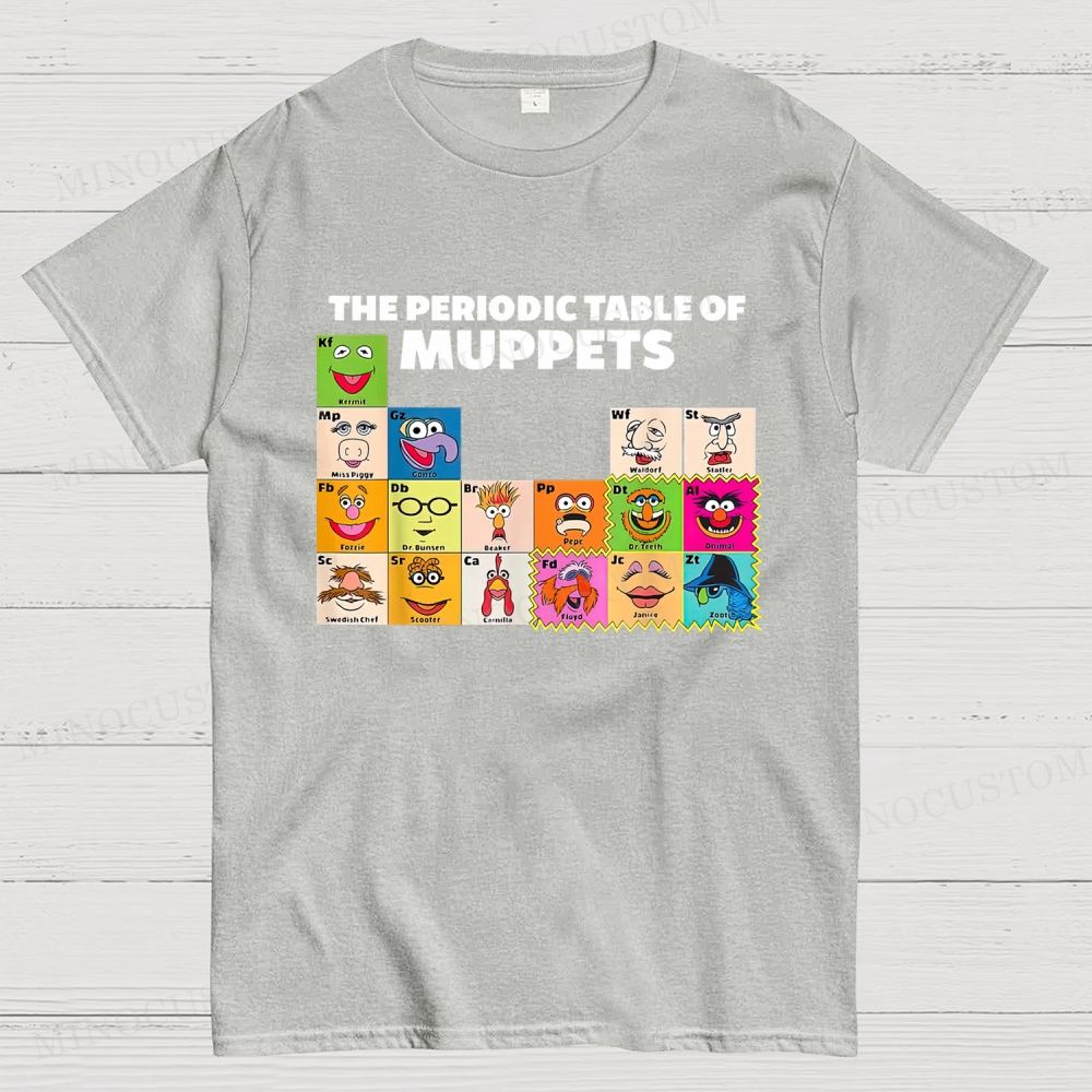 Periodic Table Of Muppets Funny Graphic Cotton T-shirt