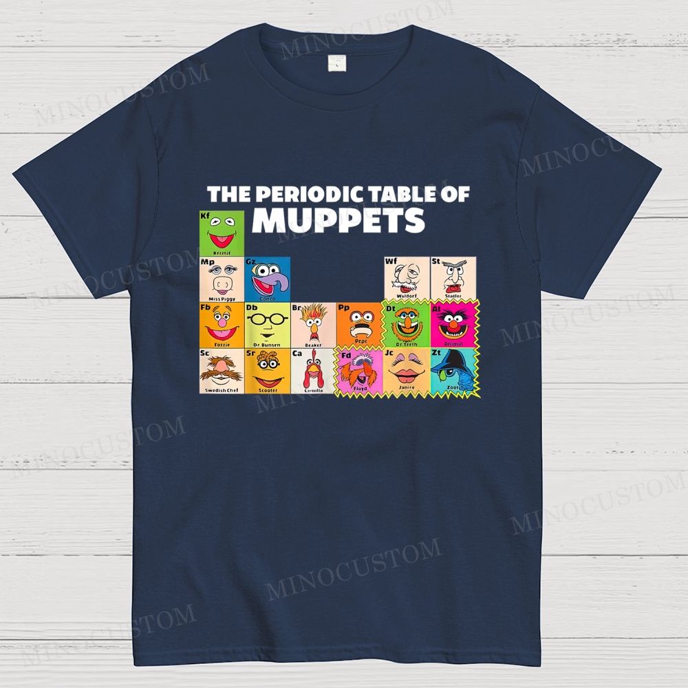 Periodic Table Of Muppets Funny Graphic Cotton T-shirt