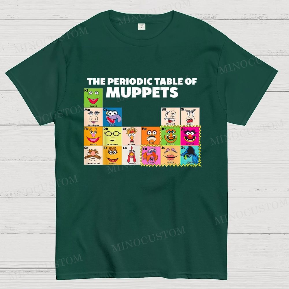 Periodic Table Of Muppets Funny Graphic Cotton T-shirt
