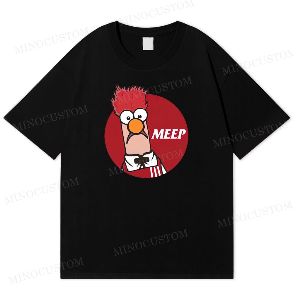 Meep Beaker Cartoon Circle Print Cotton T-shirt