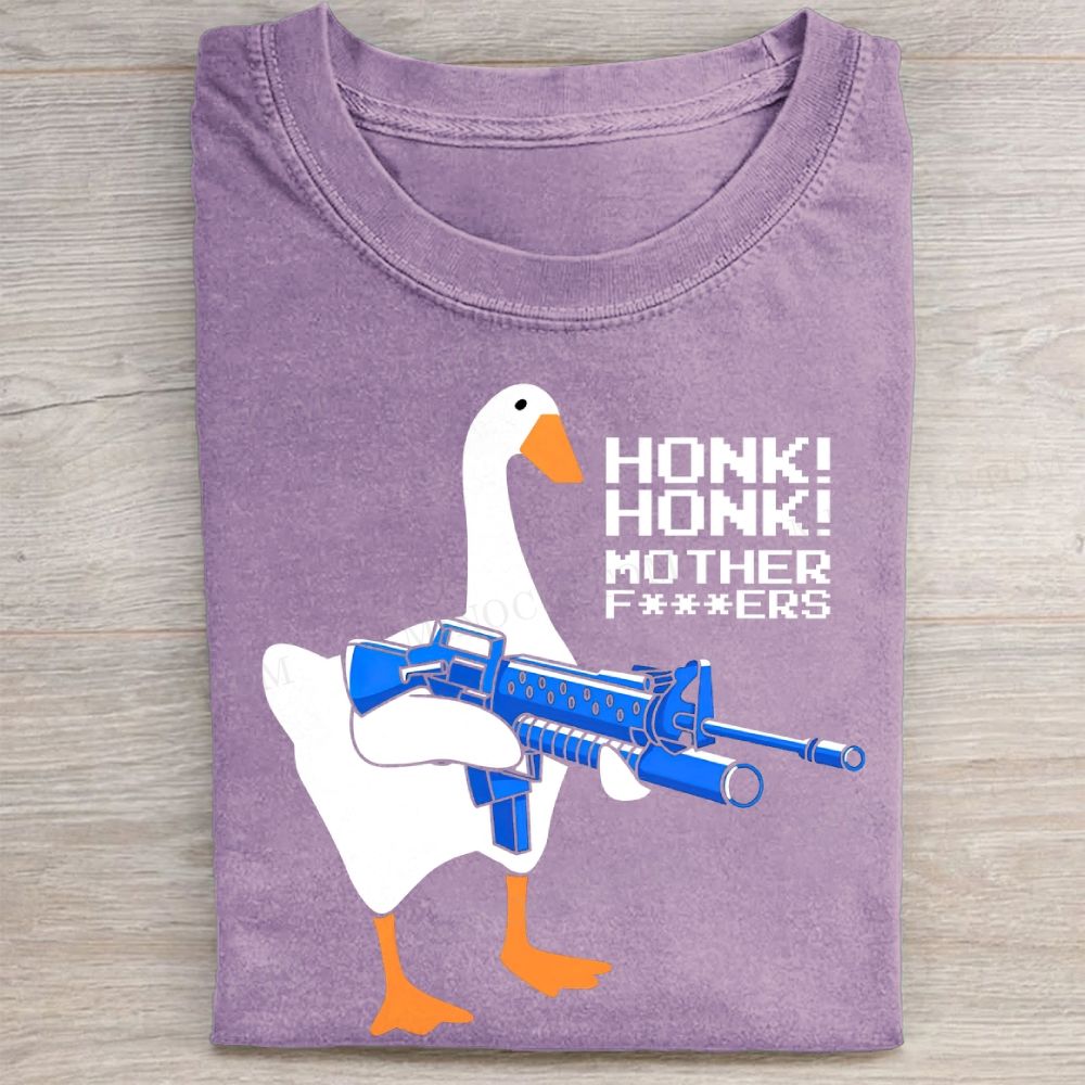 Honk Goose With Gun Meme Vintage Washed Tee