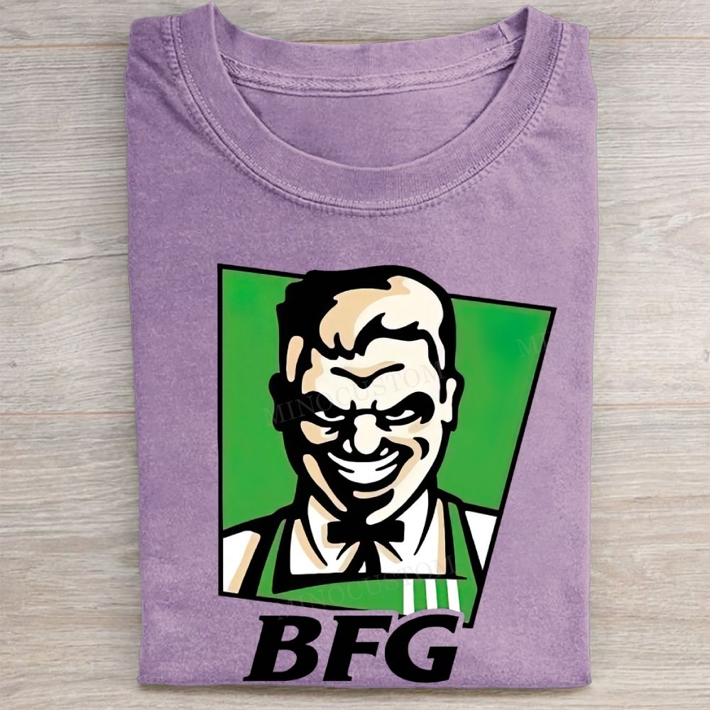  BFG Retro Villain Character Casual Printed Vintage Washed Tee