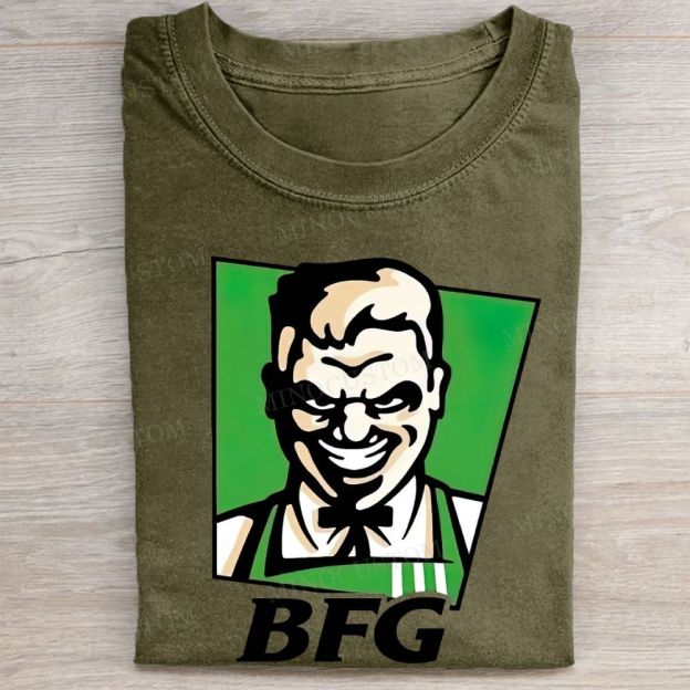  BFG Retro Villain Character Casual Printed Vintage Washed Tee