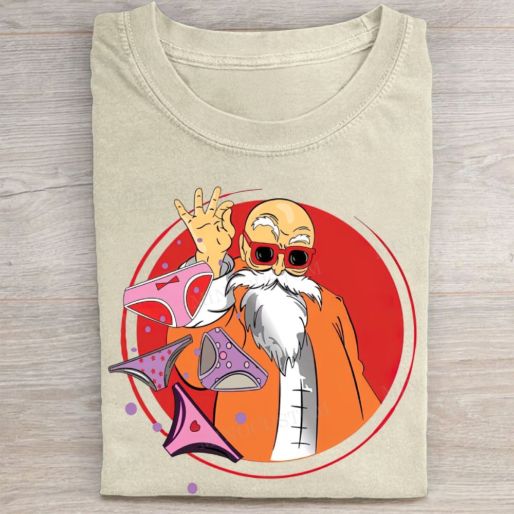 Funny Old Master Thong Meme Anime Graphic Vintage Washed Tee