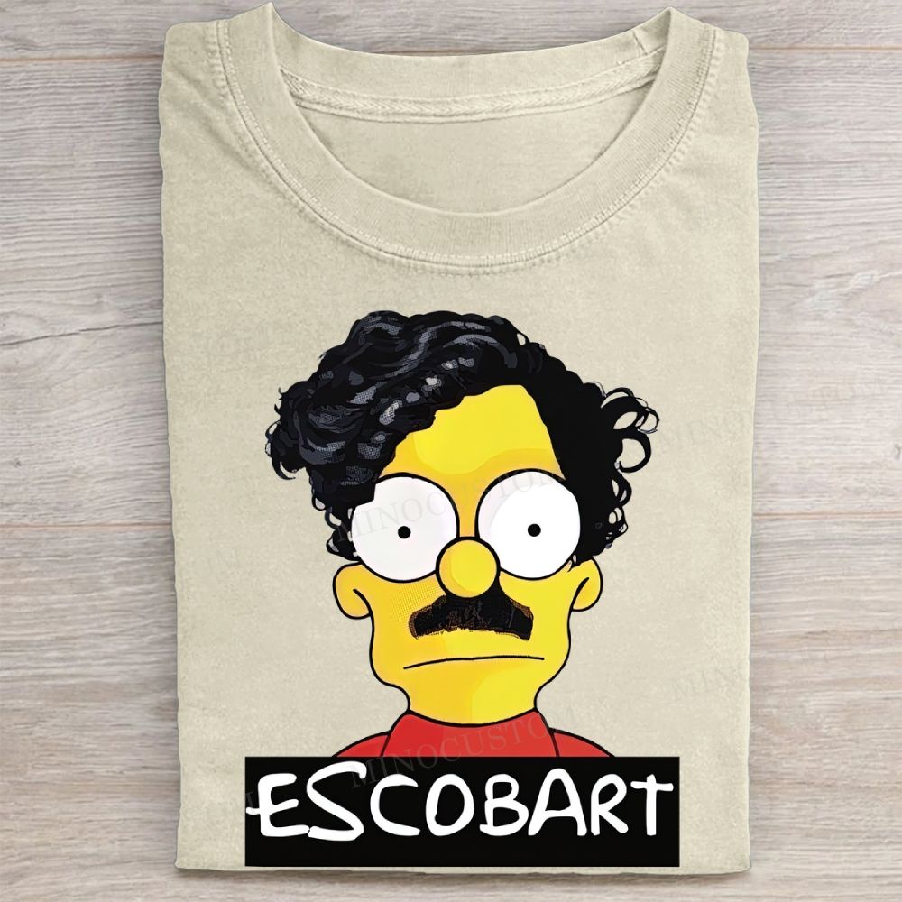 Escobart Parody Cartoon Meme Casual Vintage Washed Tee
