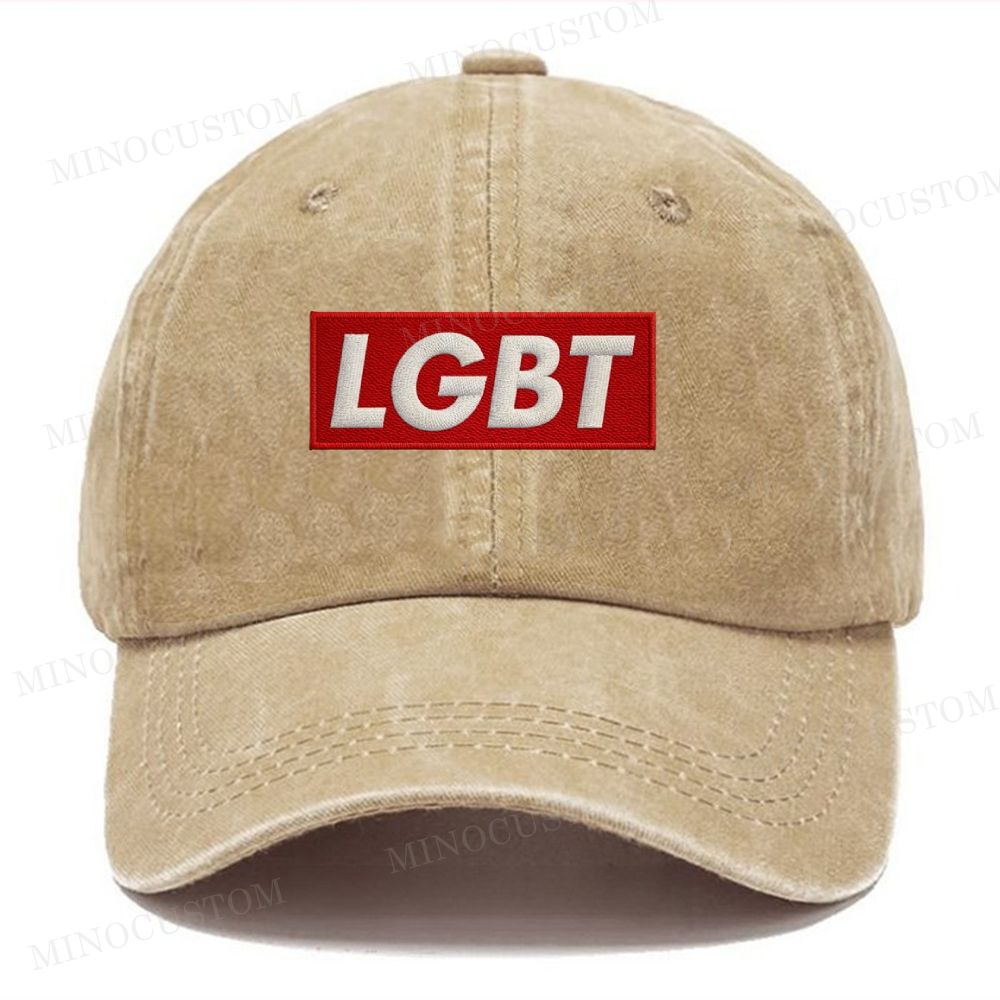 Embroidered LGBT Box Logo Casual Washed Cap 