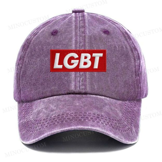 Embroidered LGBT Box Logo Casual Washed Cap 