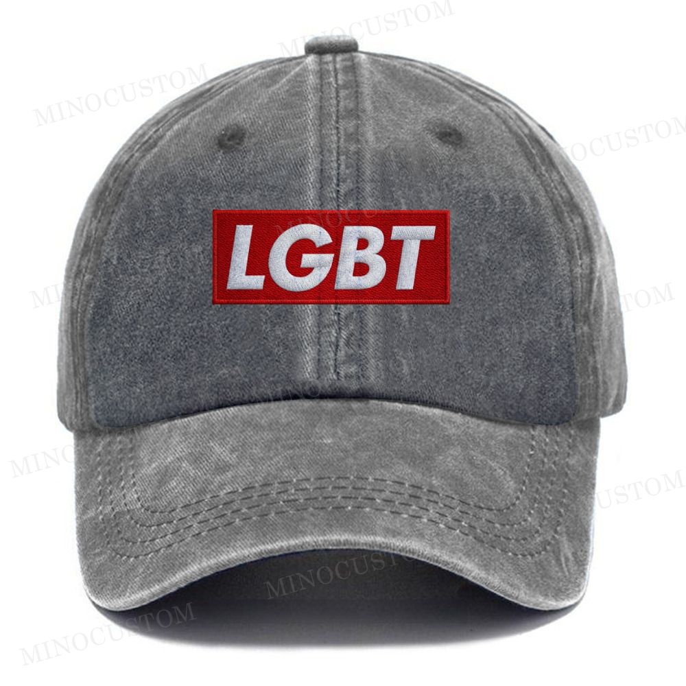 Embroidered LGBT Box Logo Casual Washed Cap 