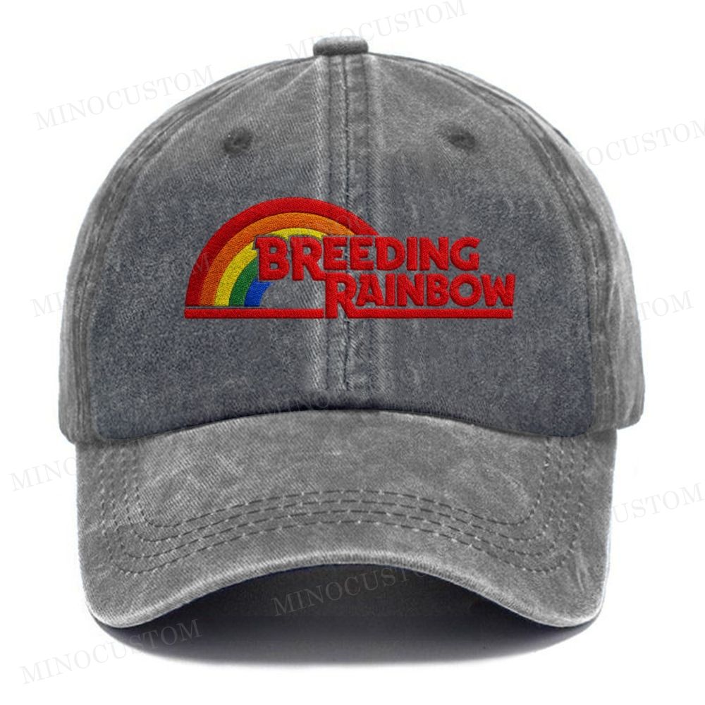 Embroidered Breeding Rainbow Washed Cap 