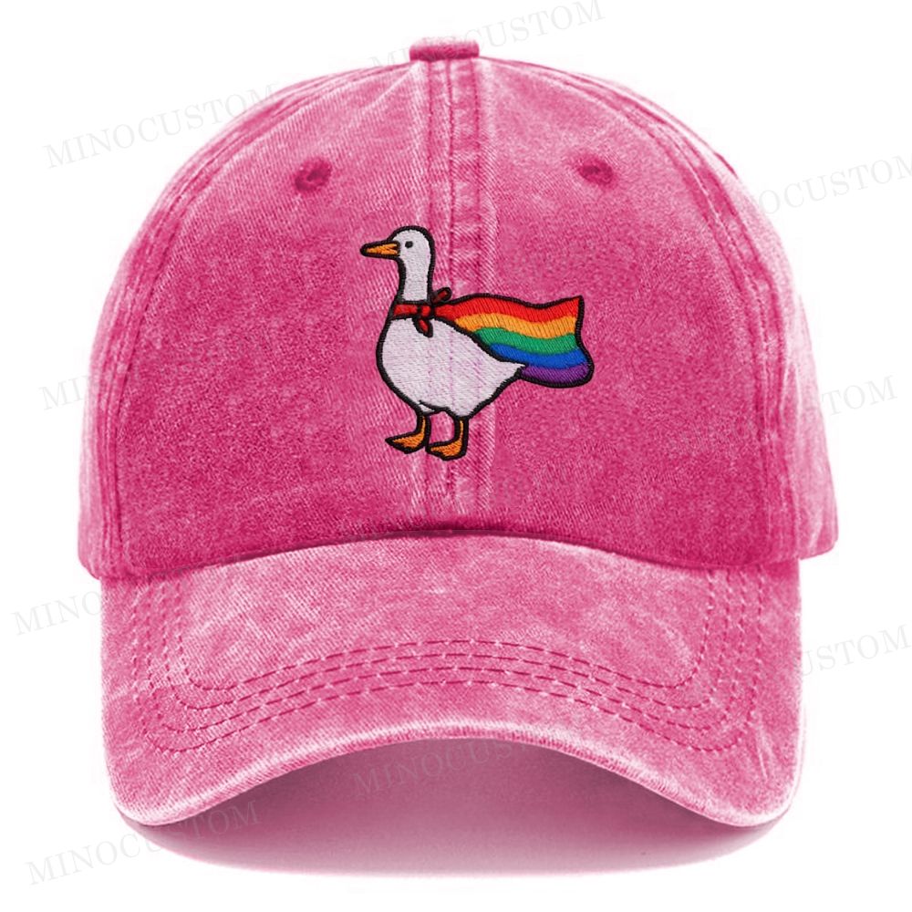 Embroidered Rainbow Goose LGBTQ Washed Cap 