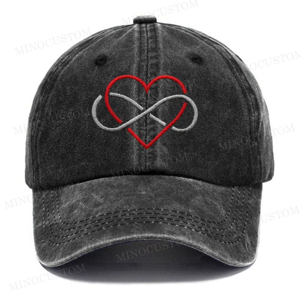 Embroidered Poly Love Symbol  LGBTQ Washed Cap 