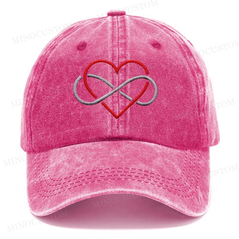Embroidered Poly Love Symbol  LGBTQ Washed Cap 