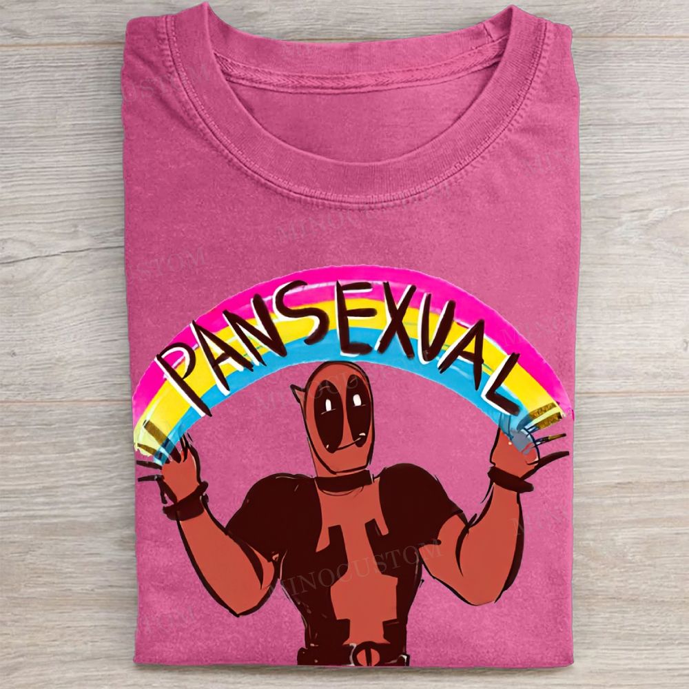 Rainbow Character Pansexual Pride Graphic Vintage Washed Tee