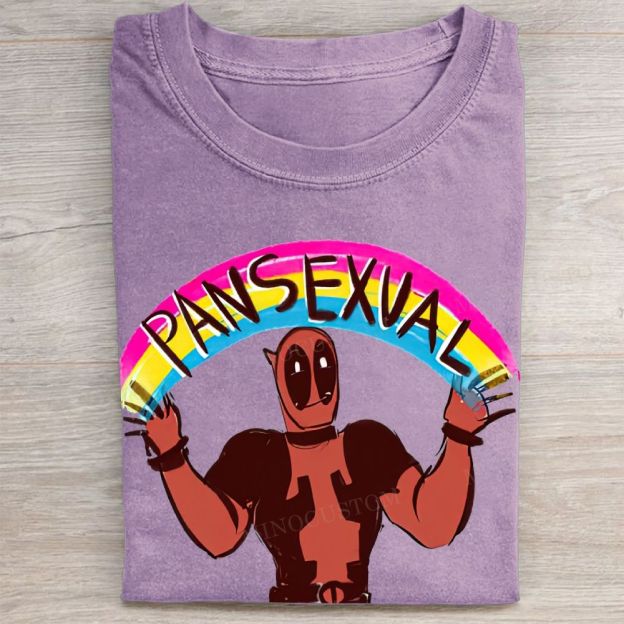 Rainbow Character Pansexual Pride Graphic Vintage Washed Tee