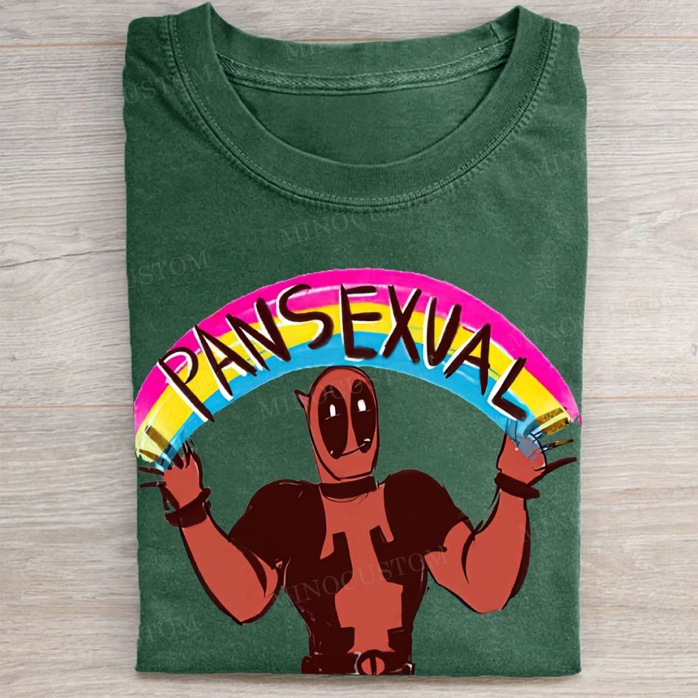 Rainbow Character Pansexual Pride Graphic Vintage Washed Tee