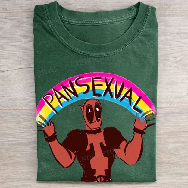 Rainbow Character Pansexual Pride Graphic Vintage Washed Tee