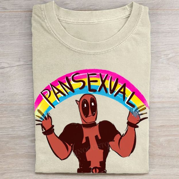 Rainbow Character Pansexual Pride Graphic Vintage Washed Tee
