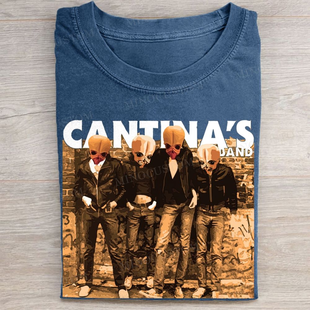 Cantina Alien Band Retro Graphic Vintage Washed Tee