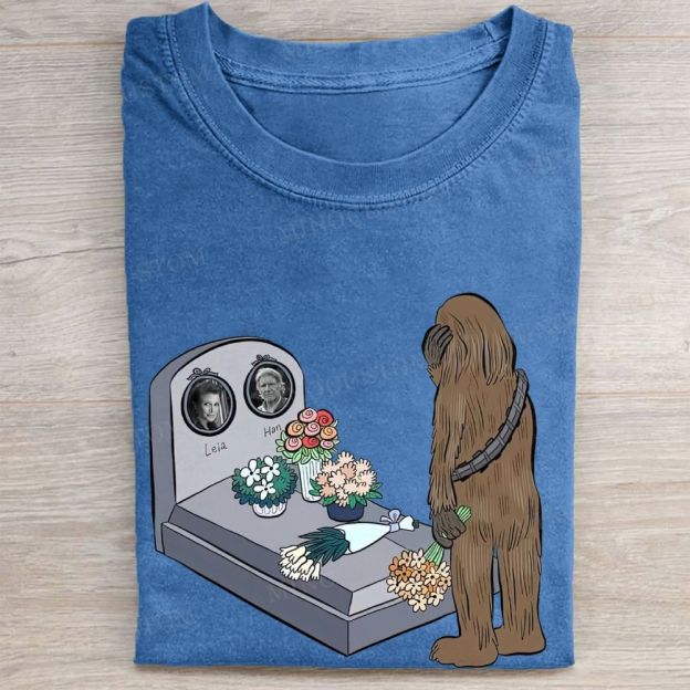 Sad Creature Visiting Grave Memorial Graphic Vintage Washed Tee