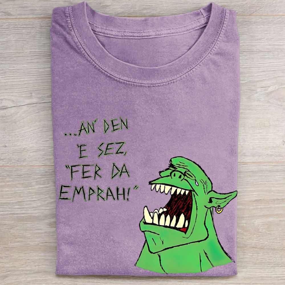 Green Orc Meme Quote Casual Graphic Vintage Washed Tee