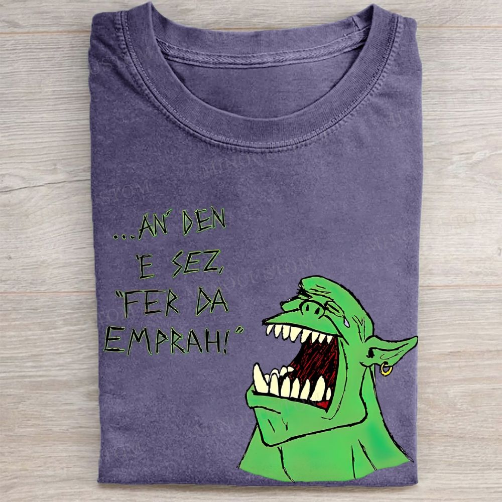 Green Orc Meme Quote Casual Graphic Vintage Washed Tee