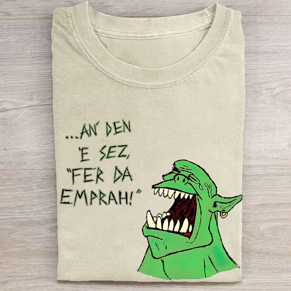 Green Orc Meme Quote Casual Graphic Vintage Washed Tee