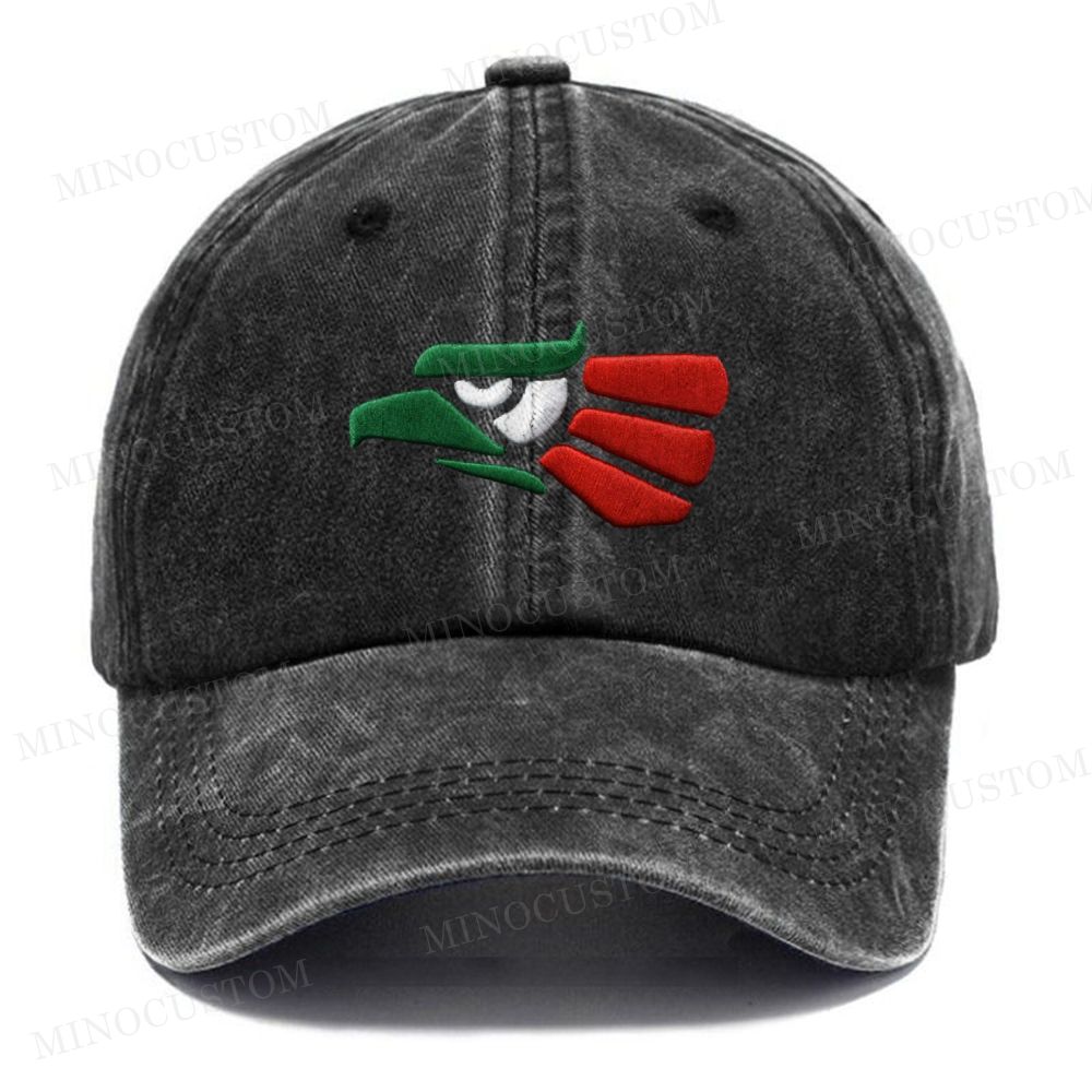 Embroidered  Mexican Eagle Patriot Washed Cap 