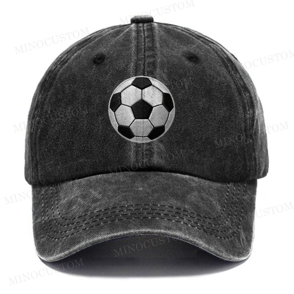 Embroidered  "Football" Pattern Washed Cap