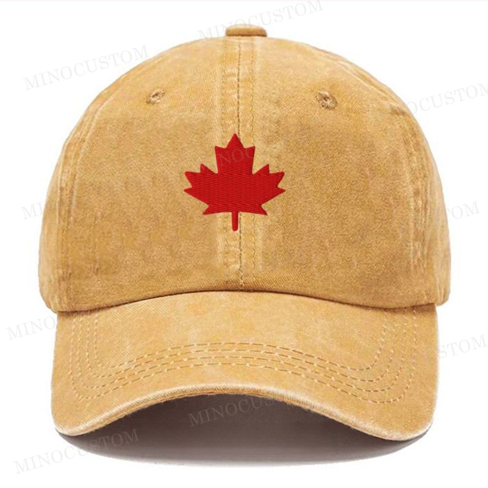 Embroidered Canada Maple Leaf  Washed Cap 