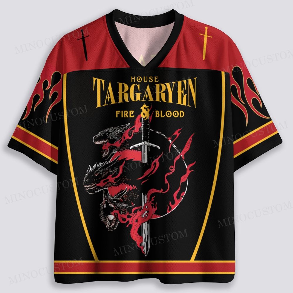 House Targaryen Fire & Blood Hockey Style Breathable Mesh Jersey