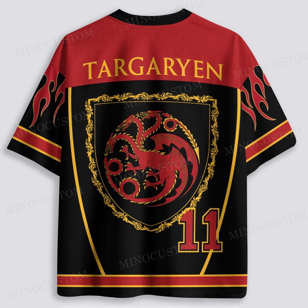 House Targaryen Fire & Blood Hockey Style Breathable Mesh Jersey