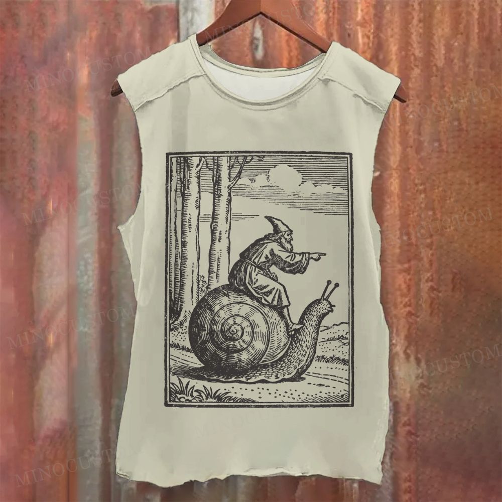 Vintage Medieval Snail Rider  Printed Tank Top 