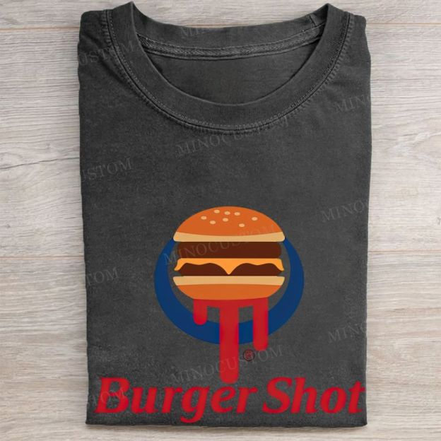 Burger Shot Fast Food Logo Vintage Washed Tee 