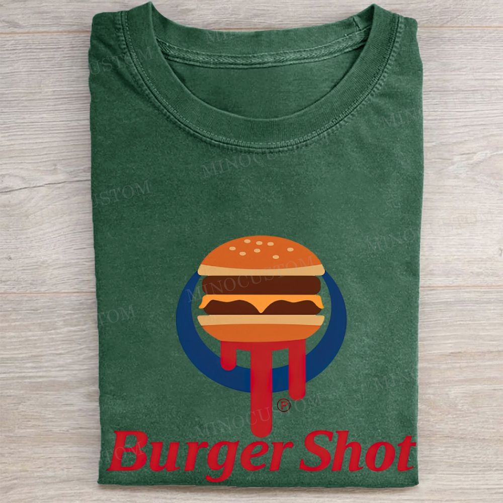 Burger Shot Fast Food Logo Vintage Washed Tee 