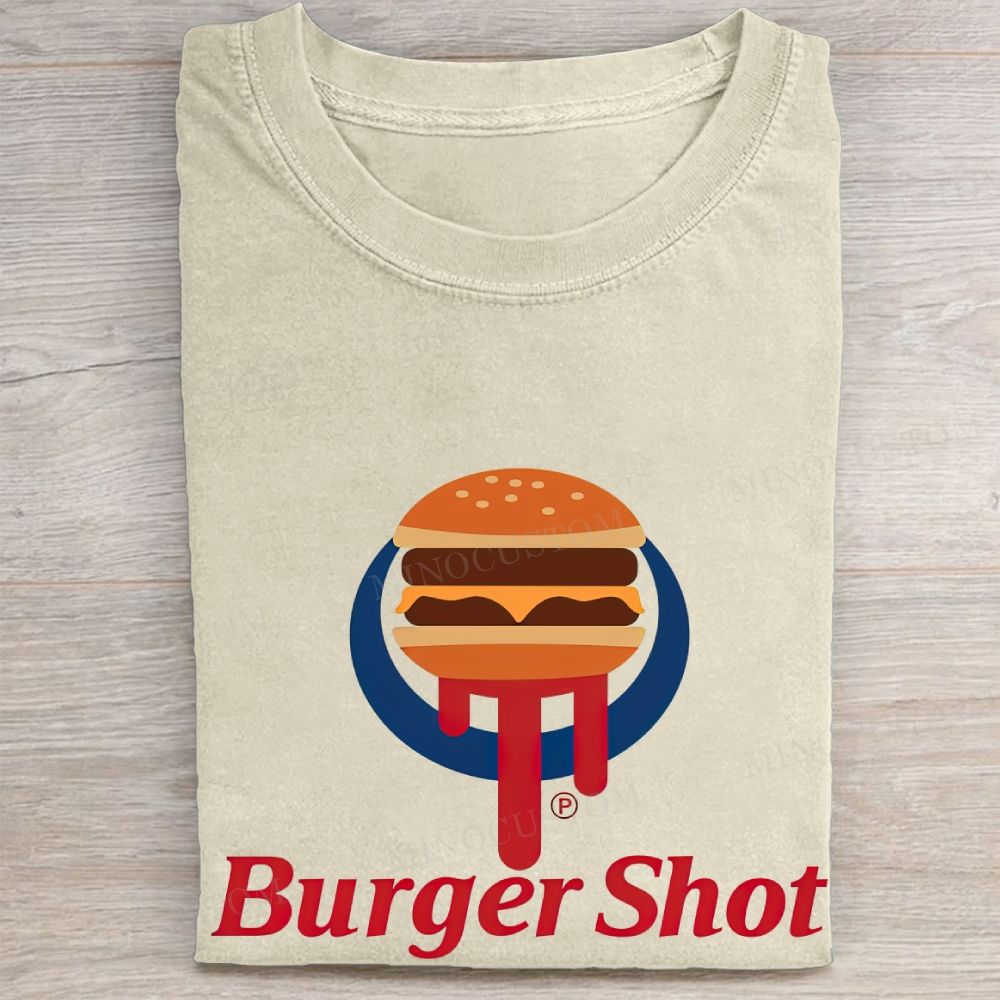 Burger Shot Fast Food Logo Vintage Washed Tee 